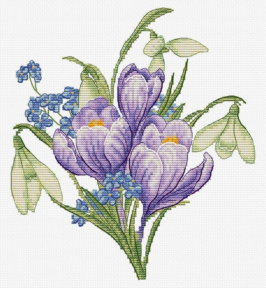 Kreuzstichset Frühlingsblumen Luca-S DIY Unbedruckte Leinwand 