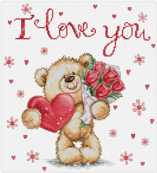 Counted Cross Stitch Kit Bear in love DIY Luca-S