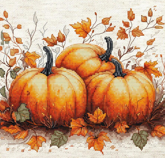 Counted Cross Stitch Kit Autumn pumpkin DIY Luca-S
