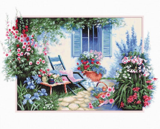 Counted Cross stitch kit Flower garden DIY Luca-S