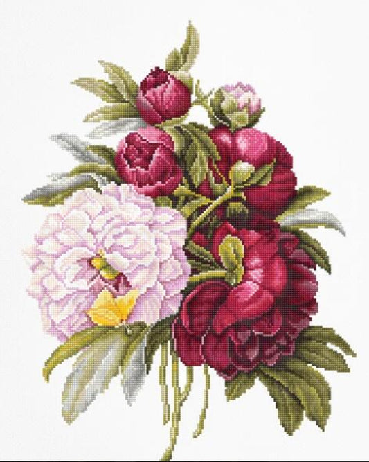 Counted Cross stitch kit Peonies DIY Luca-S