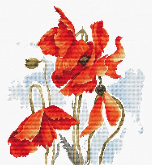 Counted Cross stitch kit Poppies DIY Luca-S