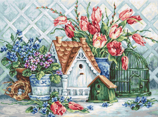 Counted Cross stitch kit Garden flowers DIY Luca-S