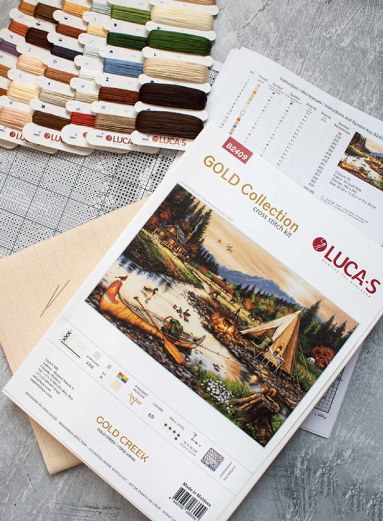 Kreuzstichset Gold Creek Luca-S DIY Unbedruckte Leinwand 
