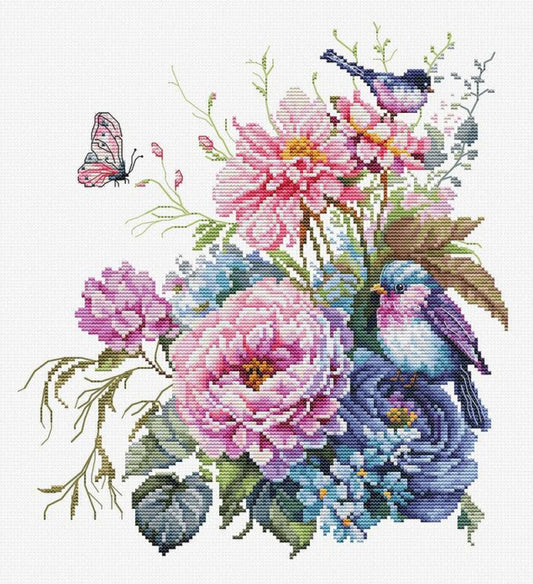 Counted Cross Stitch Kit Summer Flowers DIY Luca-S