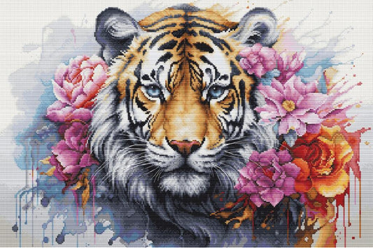 Counted Cross Stitch Kit Tiger DIY Luca-S ©Momart