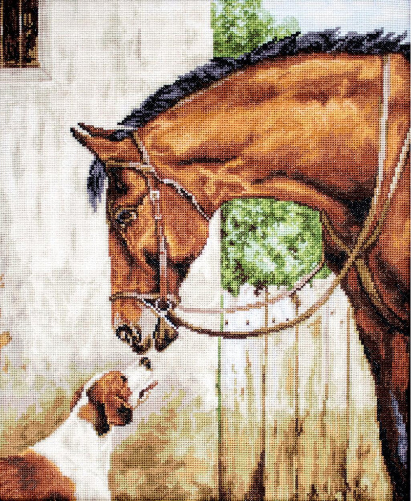 Counted Cross Stitch Kit Dog and horse DIY Luca-S