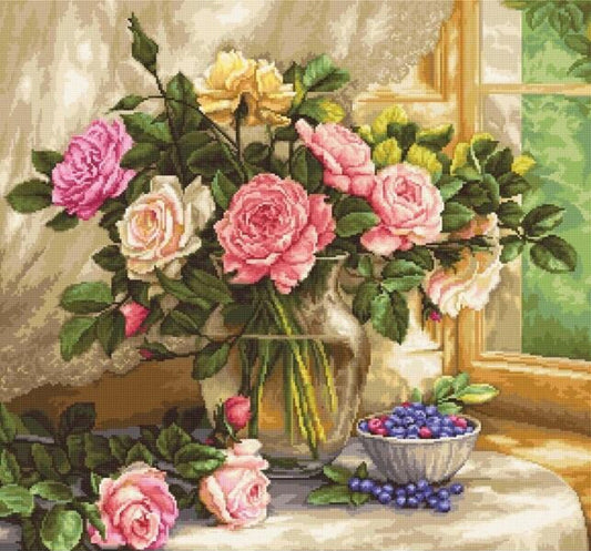 Counted Cross stitch kit Flowers DIY Luca-S