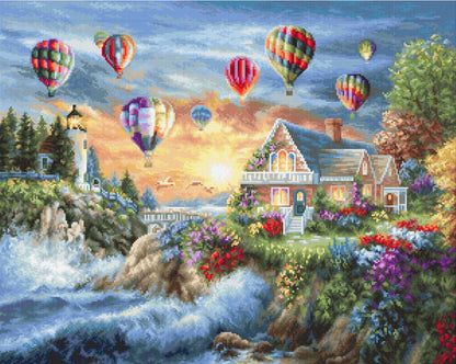 Counted Cross stitch kit Balloons over Sunset Cove DIY Luca-S