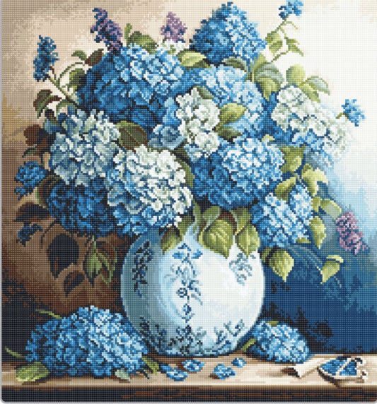 Counted Cross Stitch Kit Hydrangeas Flowers DIY Luca-S