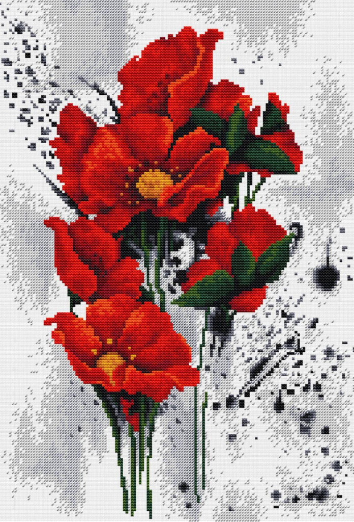 Counted Cross Stitch Kit Poppies Flowers DIY Luca-S