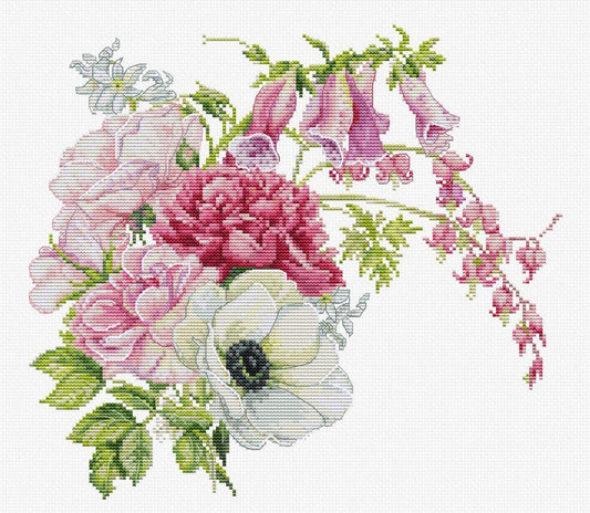 Kit de broderie au point de croix compté Fleurs de printemps Luca-S DIY Toile non imprimée 
