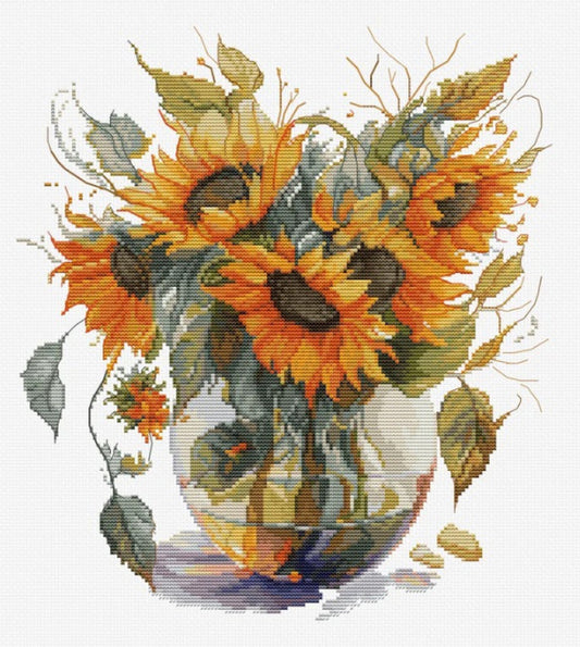 Counted Cross Stitch Kit Sunflowers DIY Luca-S
