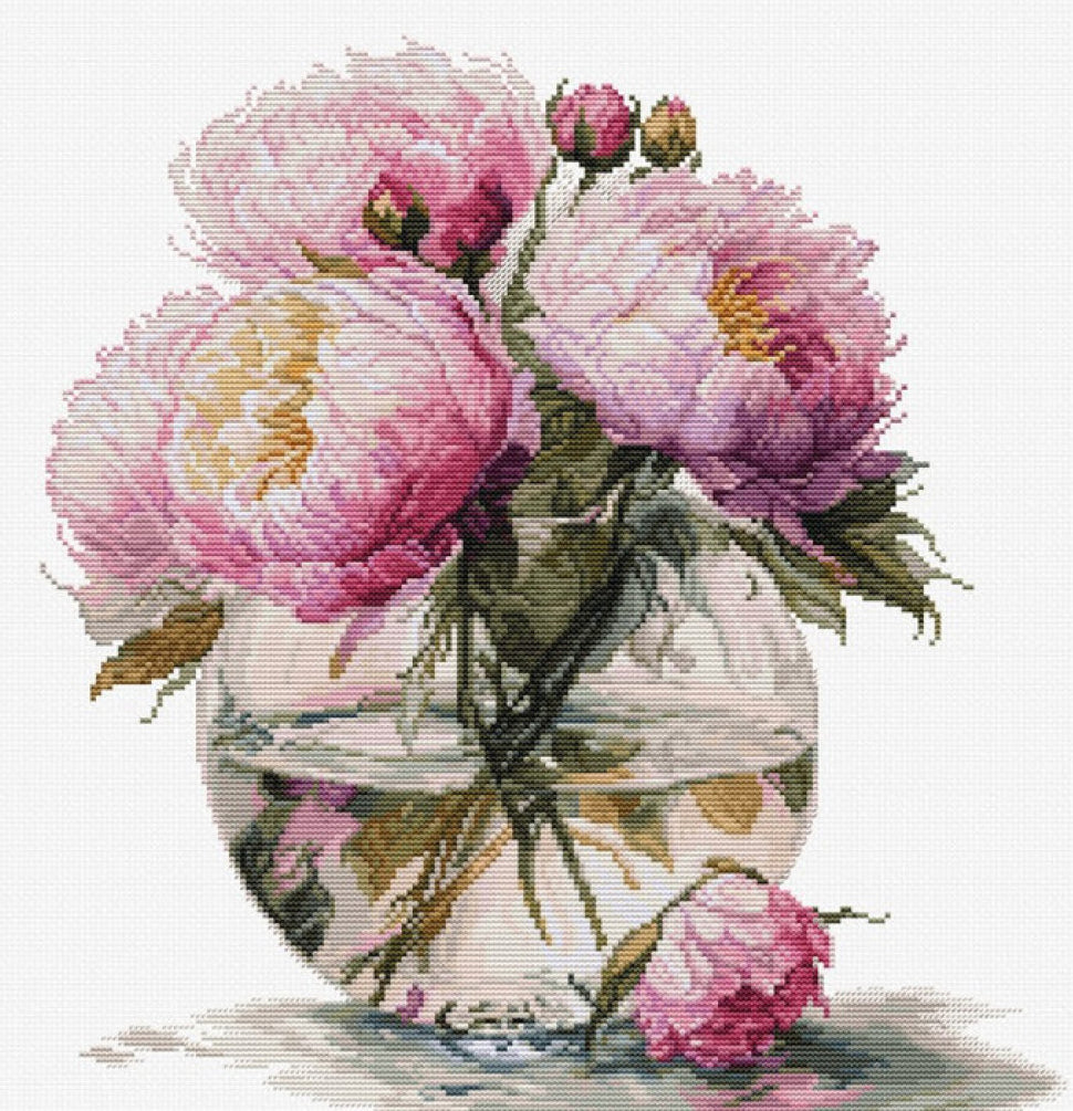 Counted Cross Stitch Kit Peonies Flowers DIY Luca-S