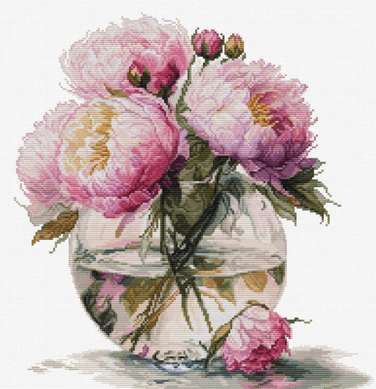 Counted Cross Stitch Kit Peonies Flowers DIY Luca-S