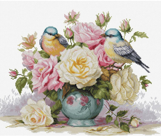 Counted Cross Stitch Kit Roses Flowers DIY Luca-S