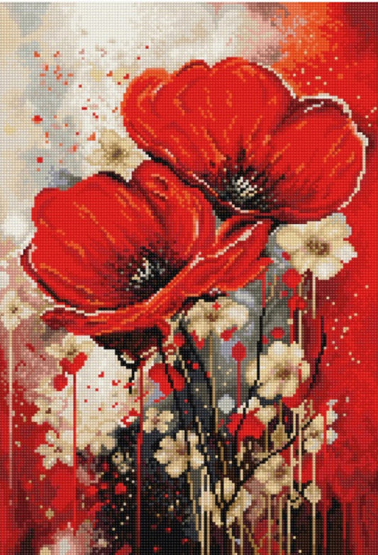 Kit de broderie au point de croix Coquelicots Luca-S DIY Toile non imprimée 