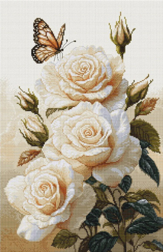 Counted Cross Stitch Kit Roses Flowers DIY Luca-S
