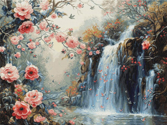 Counted Cross Stitch Kit Crystal waterfall DIY Luca-S