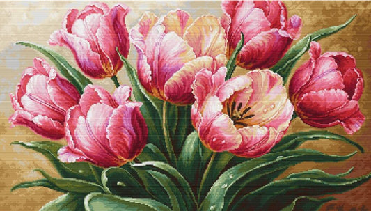 Counted Cross Stitch Kit Tulips Flowers DIY Luca-S