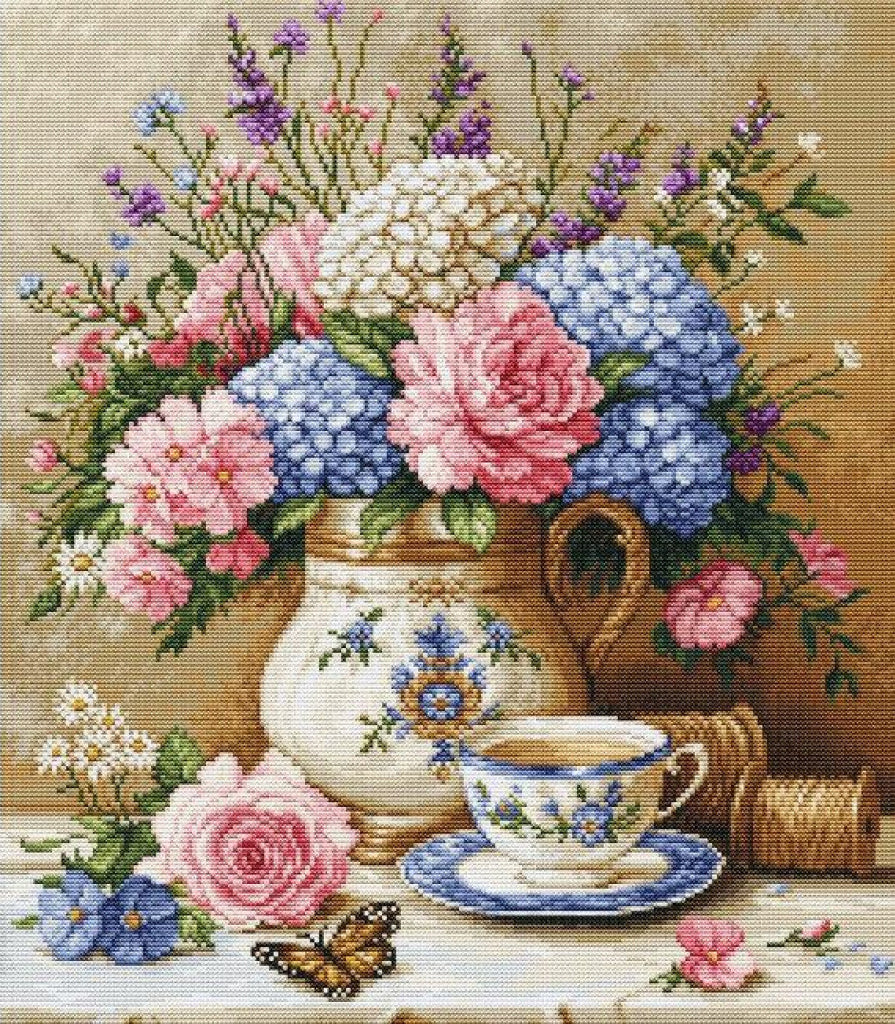 Counted Cross Stitch Kit Flowers DIY Luca-S