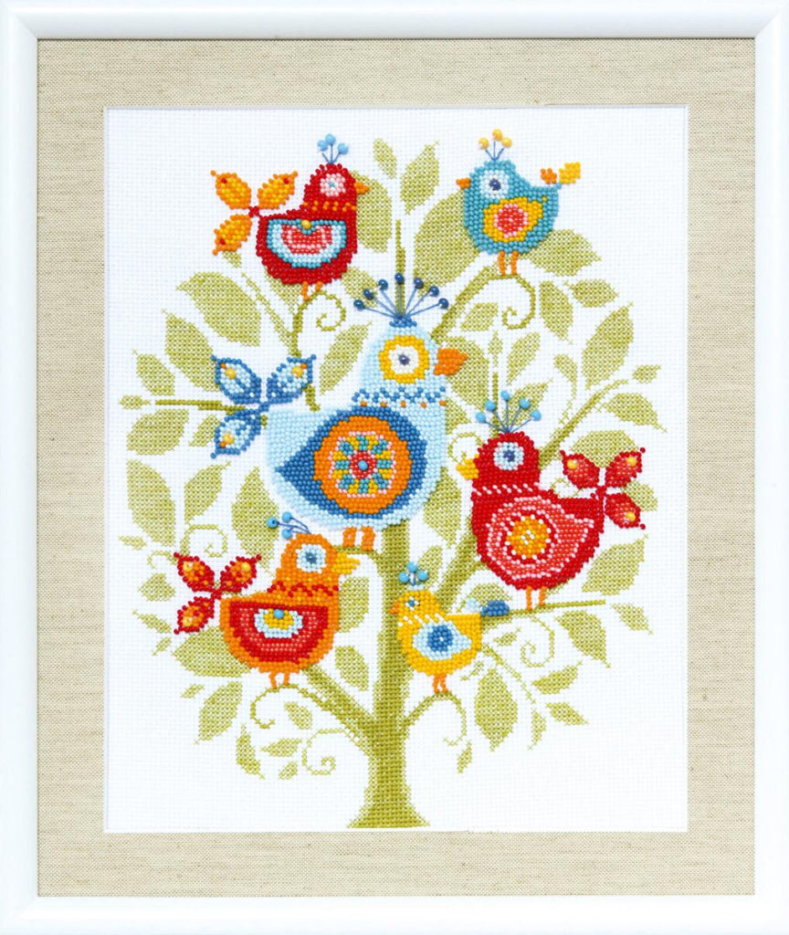 Counted Cross Stitch Kit with Beads Spring birds DIY Crystal Art