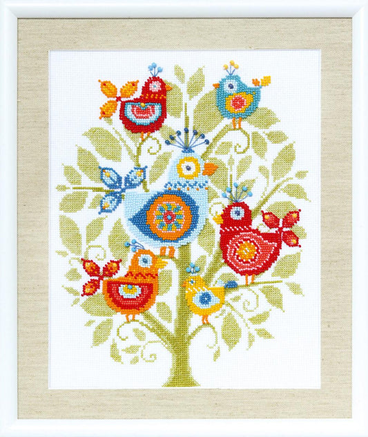 Counted Cross Stitch Kit with Beads Spring birds DIY Crystal Art