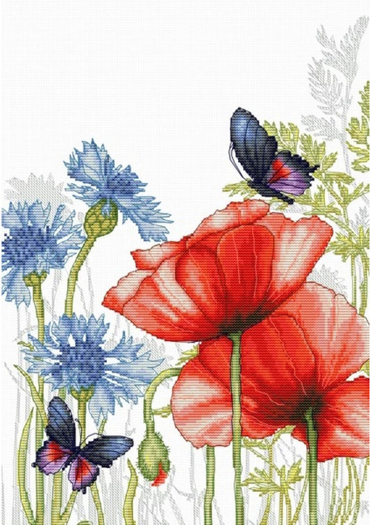 Counted Cross stitch kit Poppies DIY Luca-S