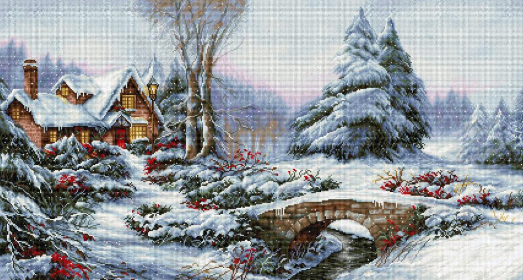 Counted Cross Stitch Kit Winter landscape DIY Luca-S 
