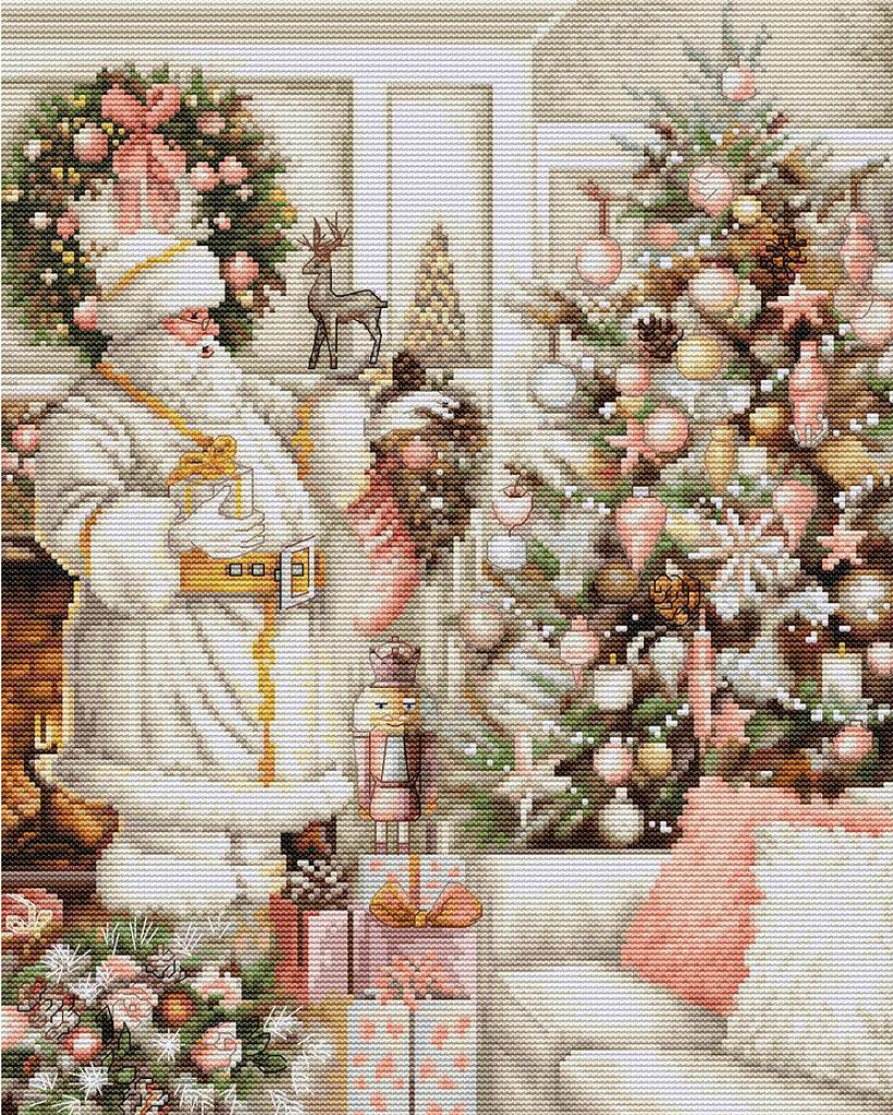 Counted Cross Stitch Kit Santa with Christmas tree DIY Luca-S