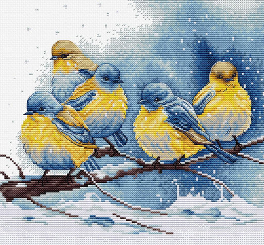 Counted Cross Stitch Kit Blue birds DIY Luca-S