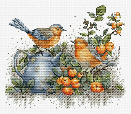Counted Cross Stitch Kit Birds song DIY Luca-S