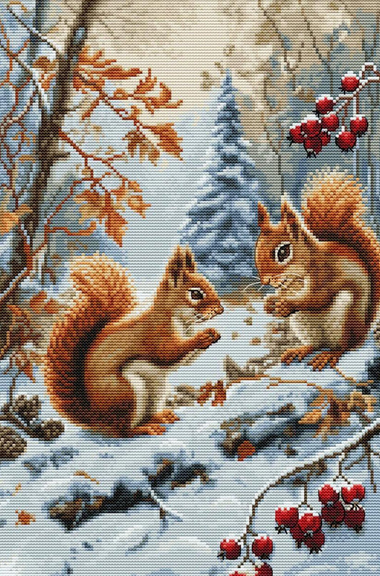 Counted Cross Stitch Kit Squirrels DIY Luca-S