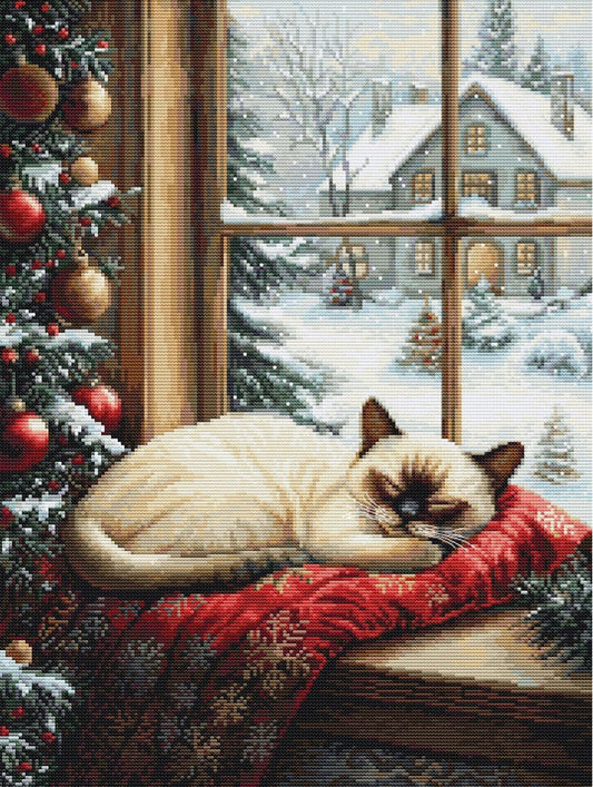 Counted Cross Stitch Kit Sleeping cat DIY Luca-S