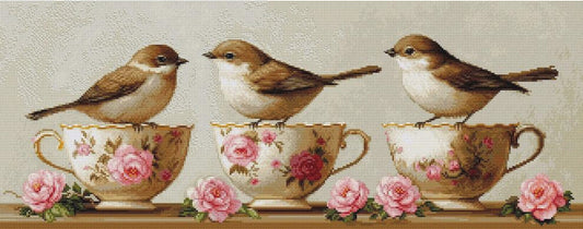 Counted Cross Stitch Kit Three delicate birds DIY Luca-S
