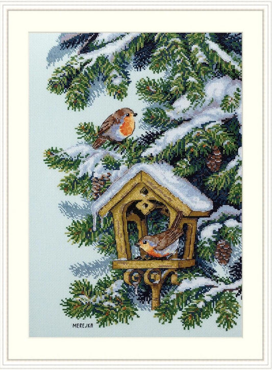Counted Cross Stitch Kit Winter birds DIY Merejka 