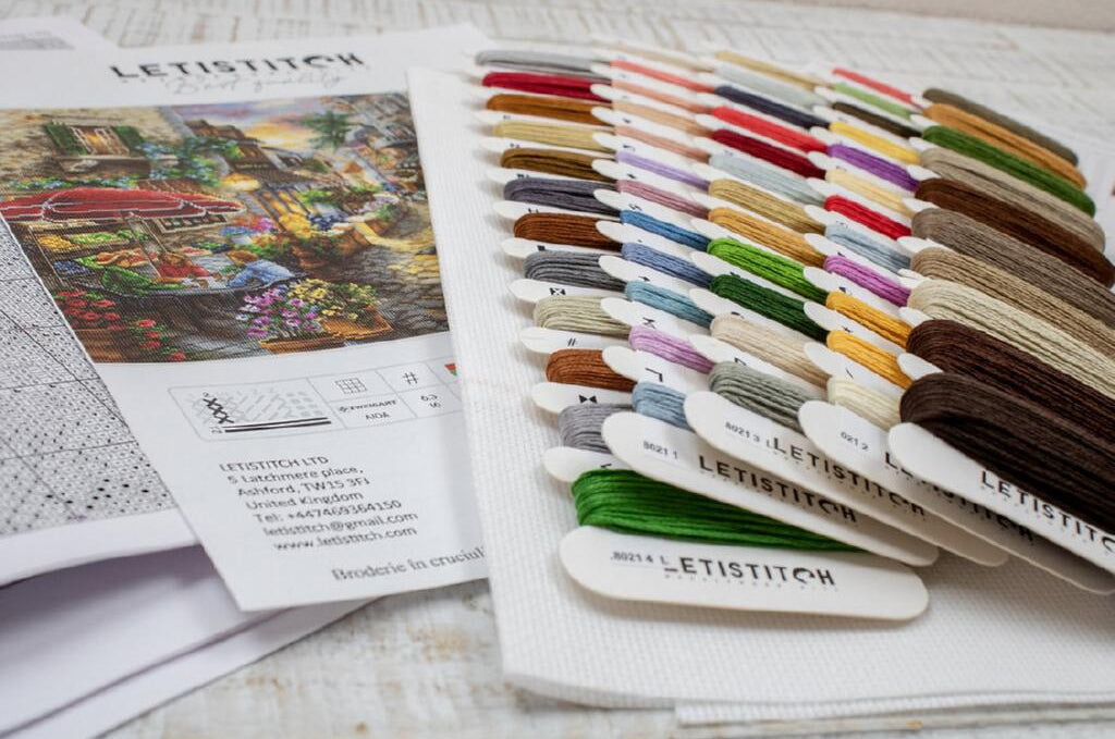 Kreuzstichset „Früher Abend in Avola“ zum Selbermachen, unbedruckte Leinwand 