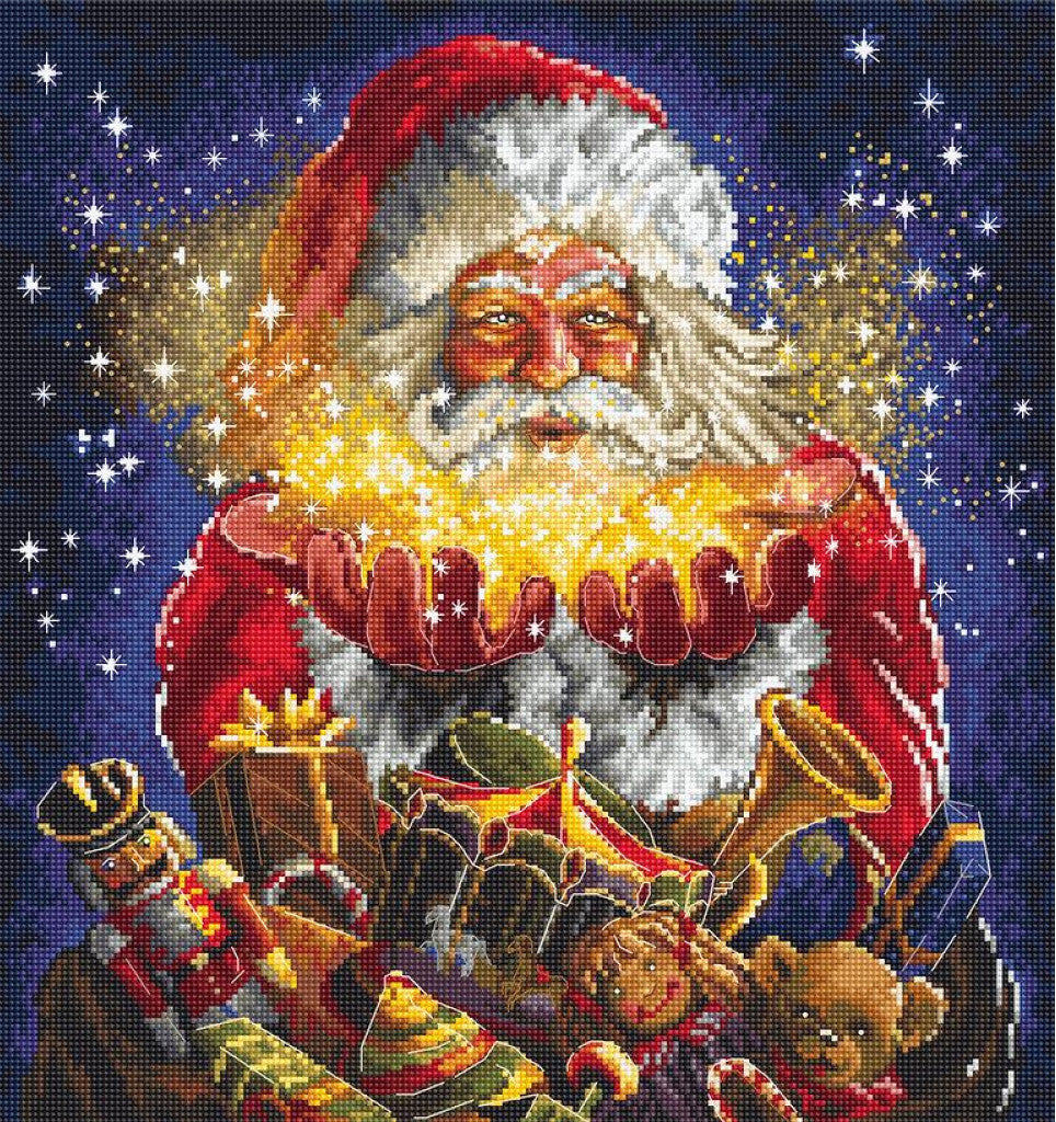 Kreuzstichset „Weihnachtsmann“ zum Selbermachen, unbedruckte Leinwand 