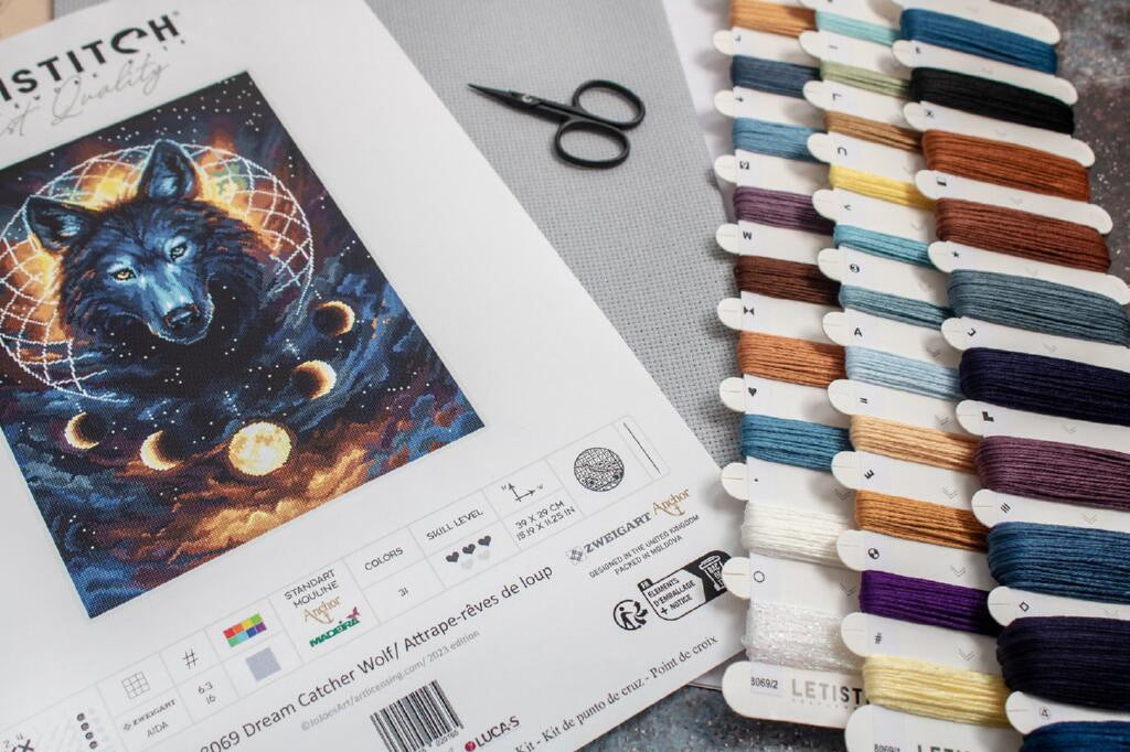 Counted Cross Stitch Kit Dream catcher Wolf DIY Letistitch