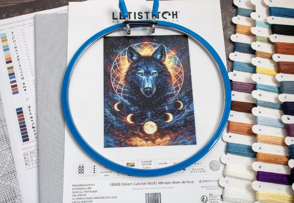 Counted Cross Stitch Kit Dream catcher Wolf DIY Letistitch