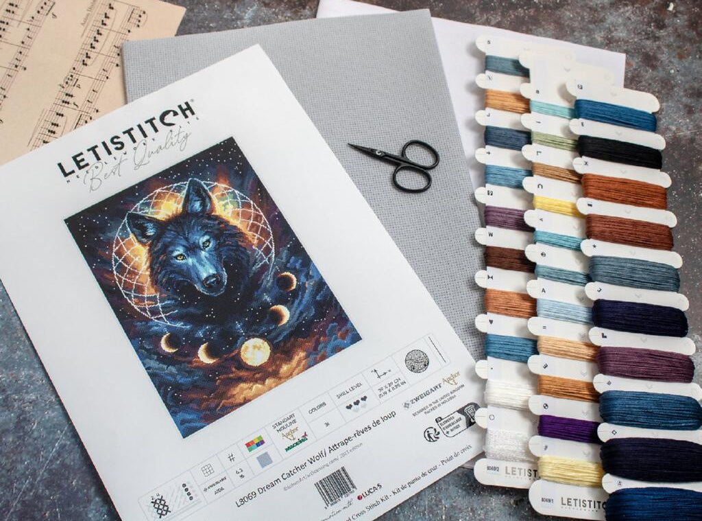 Counted Cross Stitch Kit Dream catcher Wolf DIY Letistitch