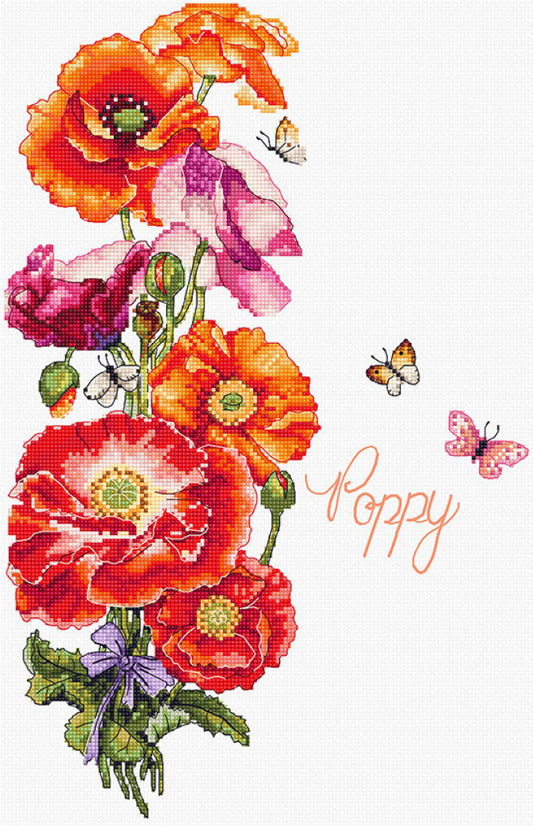 Counted Cross Stitch Kit Poppies Flowers DIY Letistitch