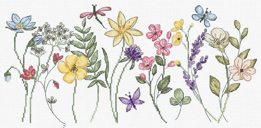 Kit de broderie au point de croix compté Fleurs d'été DIY Toile non imprimée