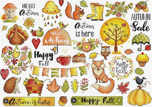 Kit de point de croix compté Sampler d'automne DIY Toile non imprimée 