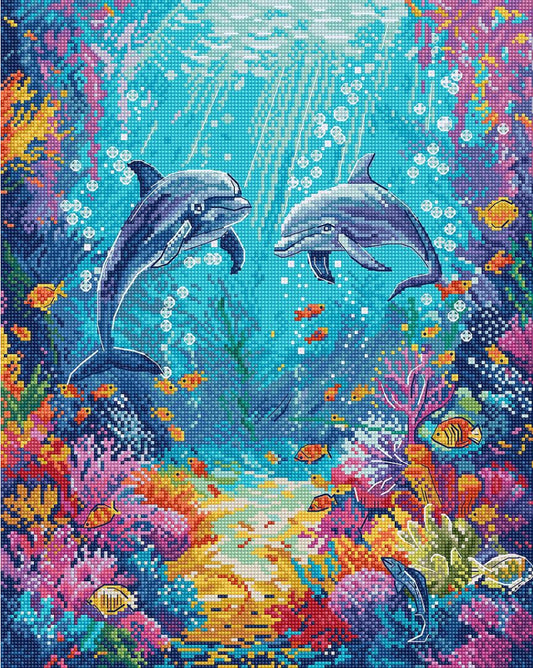 Counted Cross Stitch Kit Dolphins DIY Letistitch