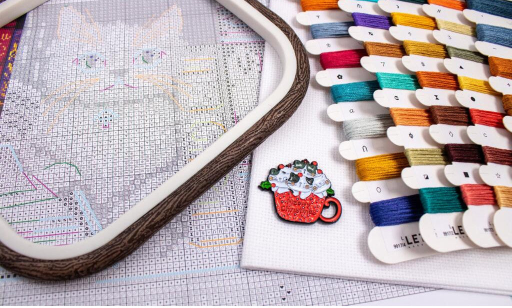 Kit de broderie au point de croix compté Chats DIY Toile non imprimée 