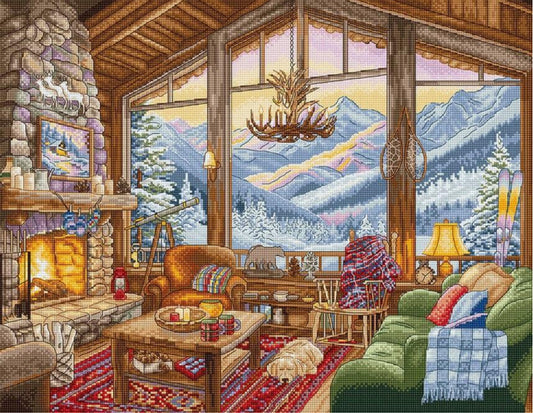 Counted Cross Stitch Kit Winter Lodge DIY Letistitch