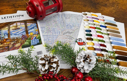 Counted Cross Stitch Kit Winter Lodge DIY Letistitch