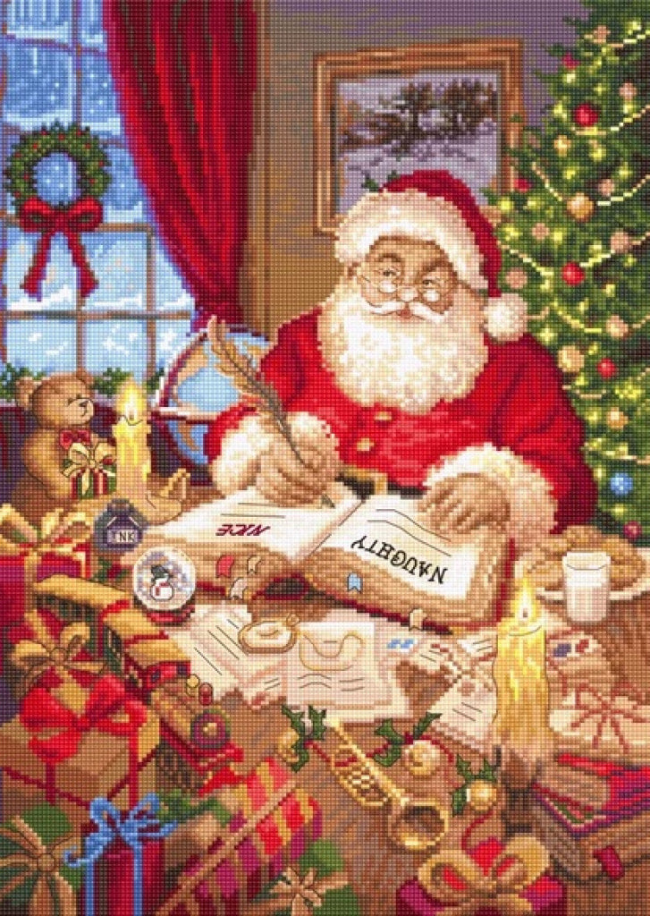 Kreuzstichset „Weihnachtsmann“ zum Selbermachen, unbedruckte Leinwand 