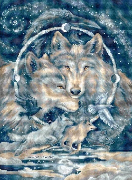 Counted Cross Stitch Kit Wolves In spirit I am free DIY Letistitch